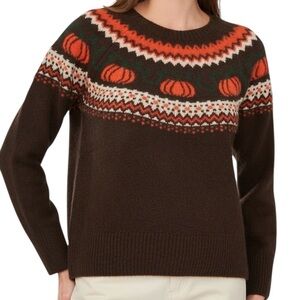 NWT VINCE CAMUTO Brown & Orange Pumpkin Long Sleeve Sweater Size Medium